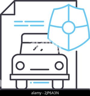 icône de ligne de rapport d'assurance automobile, symbole de contour, illustration vectorielle, signe de concept Illustration de Vecteur