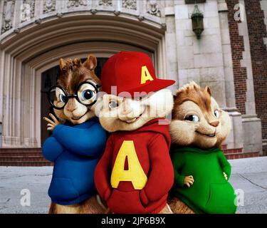 ALVIN, SIMON, Théodore, ALVIN ET LES CHIPMUNKS : LA SQUEAKQUEL, 2009 Banque D'Images