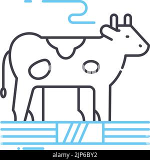 icône de ligne de vache, symbole de contour, illustration vectorielle, signe de concept Illustration de Vecteur