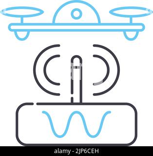 icône de ligne de gestion de drone, symbole de contour, illustration de vecteur, signe de concept Illustration de Vecteur