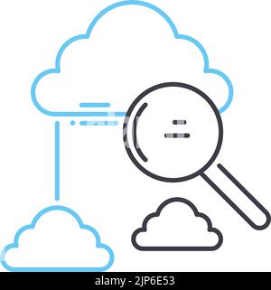 icône de ligne de diagnostic de réseau cloud, symbole de contour, illustration vectorielle, signe de concept Illustration de Vecteur