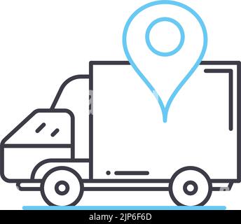 icône de ligne de camion de livraison, symbole de contour, illustration vectorielle, signe de concept Illustration de Vecteur