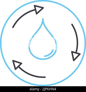 circulation de l'icône de la ligne d'eau, symbole de contour, illustration vectorielle, signe de concept Illustration de Vecteur