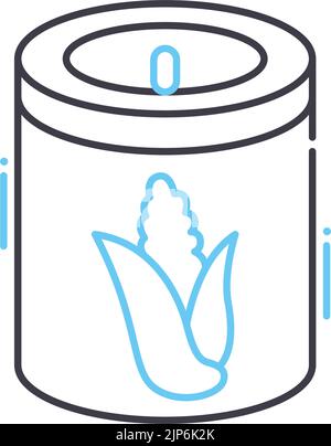 icône de la ligne des aliments en conserve, symbole de contour, illustration vectorielle, signe de concept Illustration de Vecteur