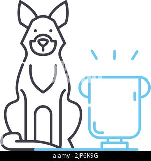 icône de ligne d'affichage de chien, symbole de contour, illustration vectorielle, signe de concept Illustration de Vecteur