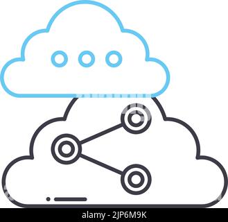 icône de ligne de partage de fichiers cloud, symbole de contour, illustration vectorielle, signe de concept Illustration de Vecteur