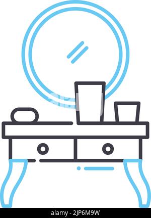 icône de la ligne de la table d'habillage, symbole de contour, illustration vectorielle, signe de concept Illustration de Vecteur