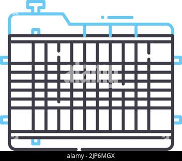 icône de ligne de condenseur de voiture, symbole de contour, illustration vectorielle, signe de concept Illustration de Vecteur