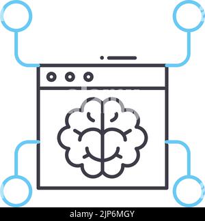 icône de ligne d'algorithme d'apprentissage en profondeur, symbole de contour, illustration vectorielle, signe de concept Illustration de Vecteur