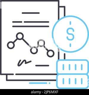 icône de ligne de rapport financier, symbole de contour, illustration vectorielle, signe de concept Illustration de Vecteur