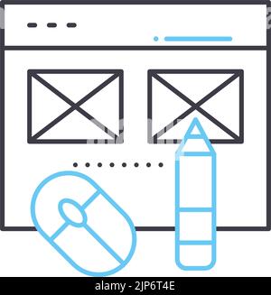 icône de ligne de page web de conception, symbole de contour, illustration vectorielle, signe de concept Illustration de Vecteur