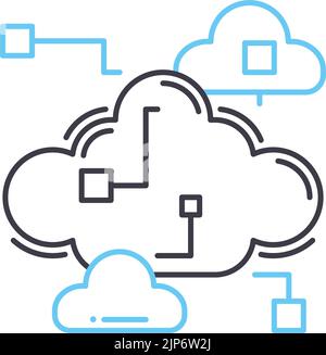 icône de ligne de service de stockage cloud, symbole de contour, illustration vectorielle, signe de concept Illustration de Vecteur