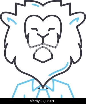 icône de ligne de lion de cirque, symbole de contour, illustration vectorielle, signe de concept Illustration de Vecteur
