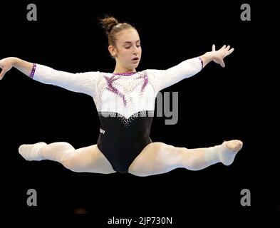 Angela ANDREOLI (ITA) exécute sa routine sur Womens Floor Exercise final of the Artistic Gym European Championships 2022 on 14 août 2022 in Munchen, Allemagne photo par SCS/Soenar Chamid/AFLO (PAYS-BAS OUT) Banque D'Images