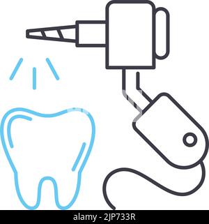 icône de ligne d'outils dentaires, symbole de contour, illustration vectorielle, signe de concept Illustration de Vecteur