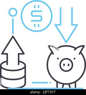 icône de ligne coûts et avantages, symbole de contour, illustration vectorielle, signe de concept Illustration de Vecteur