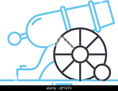 icône de ligne de canon, symbole de contour, illustration vectorielle, signe de concept Illustration de Vecteur