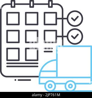 icône de ligne de calendrier de livraison, symbole de contour, illustration vectorielle, signe de concept Illustration de Vecteur