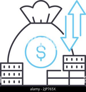 icône de ligne de financement, symbole de contour, illustration vectorielle, signe de concept Illustration de Vecteur