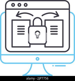 icône de ligne de protection contre la copie, symbole de contour, illustration vectorielle, signe de concept Illustration de Vecteur