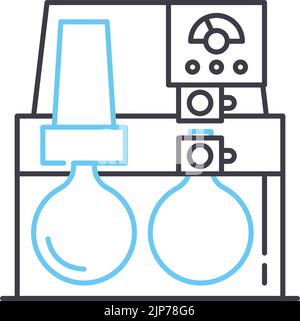 icône de ligne d'usine chimique, symbole de contour, illustration vectorielle, signe de concept Illustration de Vecteur