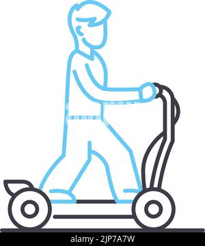 icône de ligne de scooter électrique, symbole de contour, illustration vectorielle, signe de concept Illustration de Vecteur