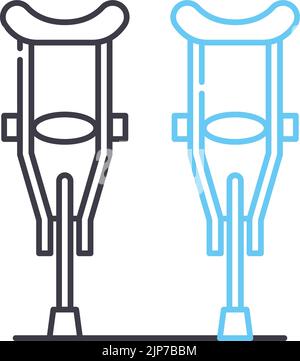 icône de ligne de béquilles, symbole de contour, illustration vectorielle, signe de concept Illustration de Vecteur