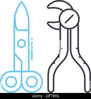 icône en forme de ciseaux de dentiste, symbole de contour, illustration vectorielle, signe de concept Illustration de Vecteur