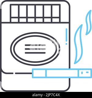 icône de ligne de cigarette, symbole de contour, illustration vectorielle, signe de concept Illustration de Vecteur