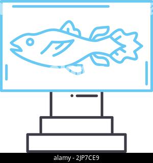 icône de ligne de coelacanthe, symbole de contour, illustration de vecteur, signe de concept Illustration de Vecteur