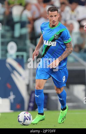 Turin, Italie. 15th août 2022. Andrea Pinamonti (US SASSUOLO) pendant le Juventus FC contre US Sassuolo, football italien série A match à Turin, Italie, 15 août 2022 crédit: Agence de photo indépendante/Alamy Live News Banque D'Images