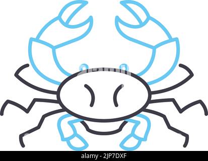 icône de ligne de crabe, symbole de contour, illustration vectorielle, signe de concept Illustration de Vecteur