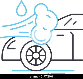 icône de ligne de lavage de voiture, symbole de contour, illustration vectorielle, signe de concept Illustration de Vecteur