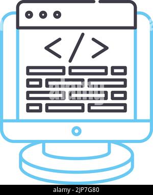 icône de ligne d'encodage personnalisée, symbole de contour, illustration vectorielle, signe de concept Illustration de Vecteur