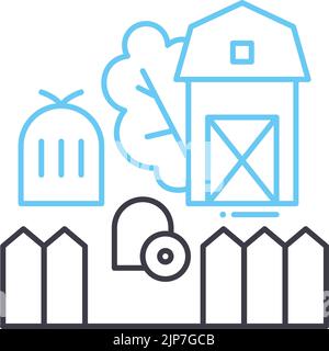 icône de ligne de ferme, symbole de contour, illustration vectorielle, signe de concept Illustration de Vecteur