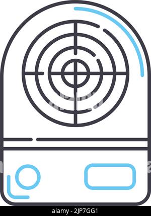 icône de ligne de chauffage électrique, symbole de contour, illustration vectorielle, signe de concept Illustration de Vecteur