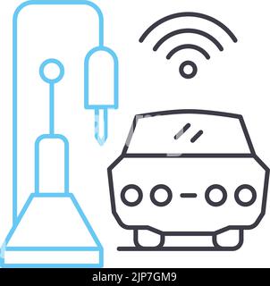 icône de ligne d'antenne de voiture, symbole de contour, illustration vectorielle, signe de concept Illustration de Vecteur