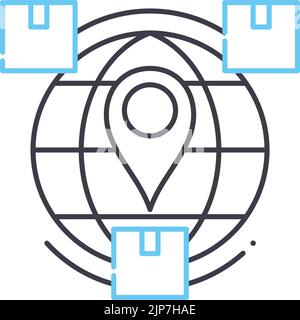 icône de ligne de distribution, symbole de contour, illustration vectorielle, signe de concept Illustration de Vecteur