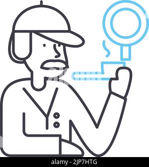 icône de ligne d'histoire de détective, symbole de contour, illustration vectorielle, signe de concept Illustration de Vecteur