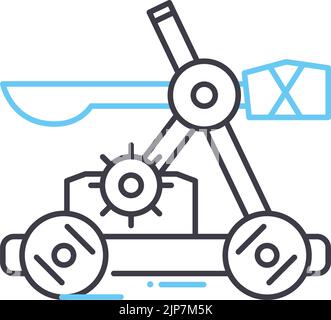 icône de ligne catapulte, symbole de contour, illustration vectorielle, signe de concept Illustration de Vecteur