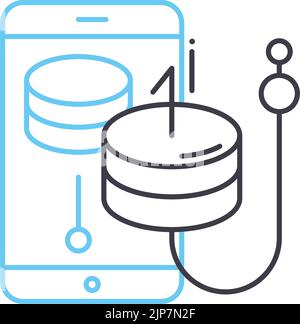 icône de ligne d'hameçonnage de données, symbole de contour, illustration vectorielle, signe de concept Illustration de Vecteur