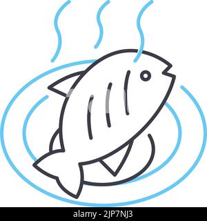 icône de ligne de poisson en forme de poisson, symbole de contour, illustration vectorielle, signe de concept Illustration de Vecteur