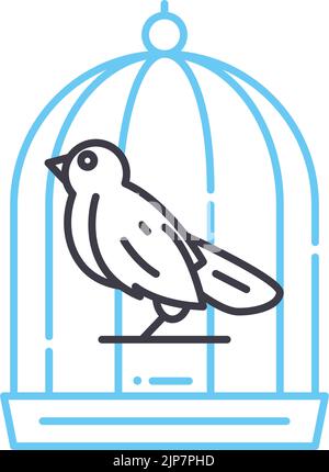 icône de ligne de cage d'oiseau, symbole de contour, illustration de vecteur, signe de concept Illustration de Vecteur