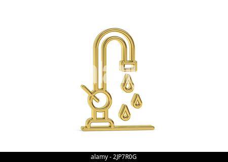 Icône de robinet doré 3D isolée sur fond blanc - rendu 3D Banque D'Images