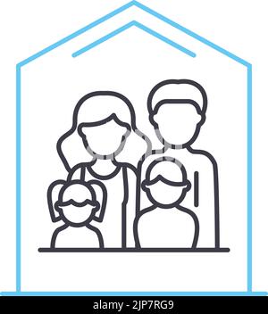 icône de ligne d'origine familiale, symbole de contour, illustration vectorielle, signe de concept Illustration de Vecteur