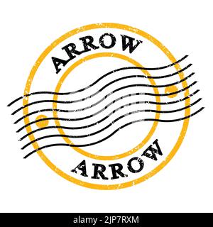 FLÈCHE, texte écrit sur le timbre postal jaune-noir grungy. Banque D'Images