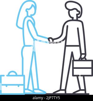 icône de ligne de relations d'affaires, symbole de contour, illustration vectorielle, signe de concept Illustration de Vecteur