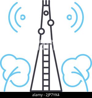 icône de ligne de tour de radio cellulaire, symbole de contour, illustration vectorielle, signe de concept Illustration de Vecteur