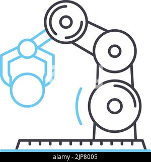 icône automatique de ligne de voiture robotique, symbole de contour, illustration vectorielle, signe de concept Illustration de Vecteur