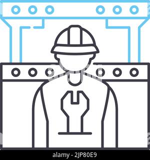 icône de ligne de travail de construction, symbole de contour, illustration vectorielle, signe de concept Illustration de Vecteur